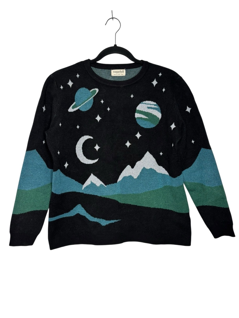 Sugarhill Brighton Janie Jumper Pullover Sweater Space Mountain Scene Size 6